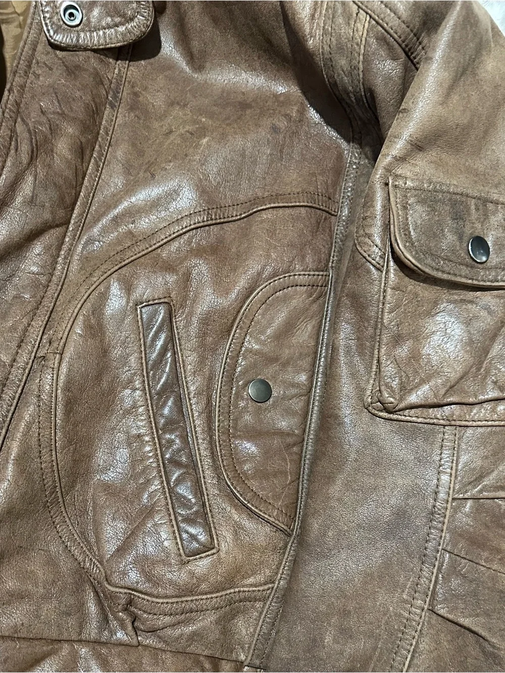 Vintage Reeds Sports ware Brown Leather Bomber Jacket - Men's